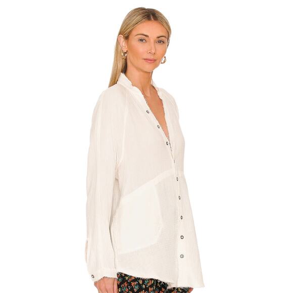 Free People Summer Daydream Button Down in White - Picture 1 of 5
